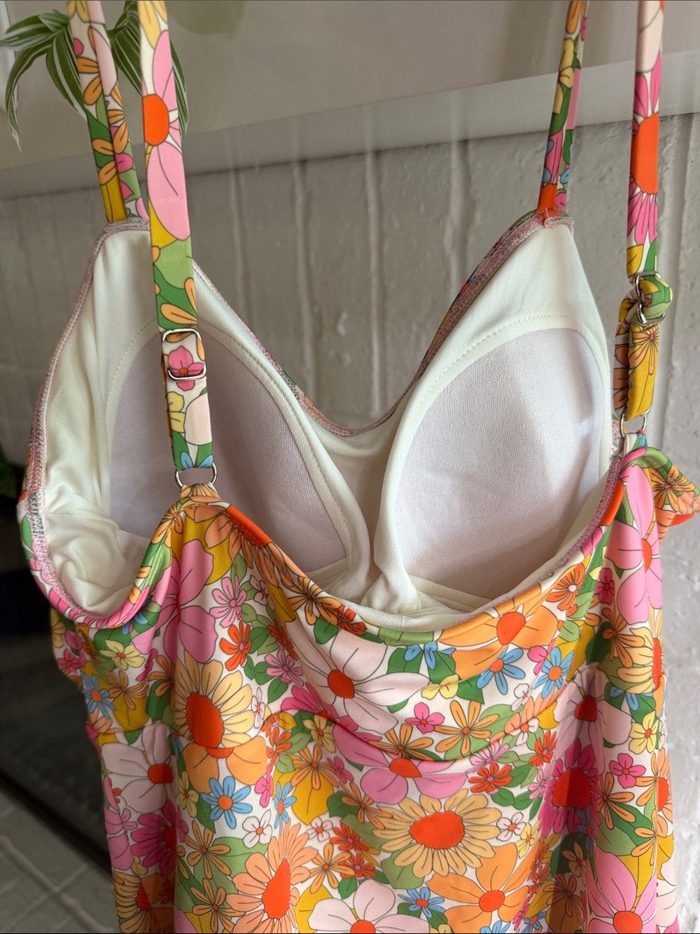 Lime Ricki Floral swim dress - White, Pink & Orange Trim - Picture 2 of 4